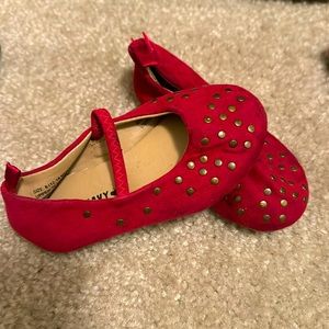 Red studded ballerina flats
